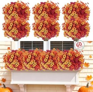 60 Pack Artificial Flowers for Outdoor Indoor Fake Plants(Autumn Mixed)