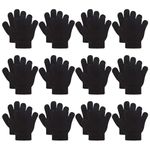 12 Pairs Kid's Winter Magic Gloves Children Stretchy Warm Magic Gloves Boys or Girls Knit Gloves (Black Magic Glove)