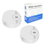 TOWODE 135dB Water Leak Detectors 2 Pack Flood Detector with Water Sensing Cable for Basements Bathrooms Laundry Rooms Kitchens Garages and Attics-Battery Operated Water Alarm (Includes Battery)