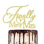 Finally Mr&Mrs Wedding Cake Topper, Elegant Cake Topper For Wedding Anniversary, Romantic Wedding Party Decorative Cake Toppers (golden)