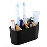 Belle Vous Bathroom Toothbrush Holder with Bamboo Dividers - Toothbrush Caddy Pot & Toothpaste Holder - Wooden Family Toothbrush Holder Organiser