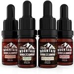 Rocky Mountain Barber Company Beard Oil Sample Size Pack - 4 Unique Beard Oil Varieties (0.17 oz each) - Cedarwood, Sandalwood, Bamboo & Unscented – Contains Essential Oils