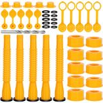 Gas Can Spout Replacement (5 Kit-Yellow), Gas Can Nozzle Suitable for Most 1/2/5/10 Gal Oil Cans, Flexible Gas Spout Replacement, Fuel Can Pour Spout