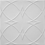 RM-82 Polystyrene (Styrofoam) Decorative Ceiling Tile to cover popcorn ceiling (Pack of 24 plain white tiles). Easy paintable. Easy to install. DIY glue up application on most flat ceiling surfaces or over popcorn. Circles & Stars Design.