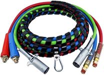 Dazakoot 12FT Air Line Hose Kit, 3-in-1 ABS Wrap Air Line, Trailer Air Hose Kit with 7 Way ABS Electrical Power Cable and Air Brake Hose, Rubber Air Lines Hose Assembly for Semi Truck Trailer Tractor