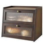 Double Layer Large Bamboo Bread Box for Kitchen Counter, Wooden Large Capacity Bread Storage Bin with Window Bread Holder (Brown)