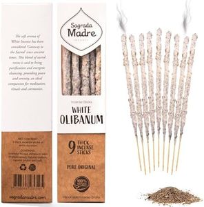 Sagrada Madre White Frankincense Natural Incense 100% Sustainable. Organic Herbs. Handcrafted. Vegan. Eco. 9 Units. Made in Argentina. (Frankincense)