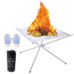 eBoutik - Summer Garden Portable Steel Mesh Camp Fire Pit for Wood Burning - Collapsing Folding Legs & Carry Bag For Easter - Firepit for Spring, Beach, Festivals, Camping, Bonfires or Home Gardens