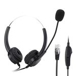 Call Center Headset, RJ9 Hands Noise Cancelling Binaural Headset, Comfortable Fit Telephone Headphones with Microphone for Desktop/andline