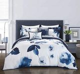 Chic Home BCS15709-AN Brookfield Garden 5 Piece Comforter Set Large Scale Floral Pattern Print Bedding - Decorative Pillows Shams Included, King, Blue