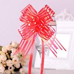 Home REPUBLIC-10 Bow RED Colour 10pcs Large Organza Pull Bow Ribbon Craft Wedding Decoration Gift Packing 30mm