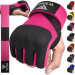 WYOX Boxing Wraps MMA Gloves Inner Boxing Gloves for Women & Men - EZ-Off & On - Thick Knuckle Padding - Breathable Fabric (Pink, S/M)