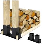 Relaxdays Firewood Stacking Aid Set of 2, DIY Wood Rack for 2x4s, Storage Stand, Coated Steel, Black, 16 x 34 x 10 cm,10028793