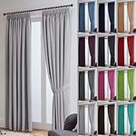 John Aird Thermal Energy Saving Blackout Tape Top Curtains - Matching Tiebacks Included (Silver, 117 x 229cm (46"x 90"))