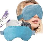 Sleep Eye Mask for Dry Eyes, Eye Compress, Microwave Activated & Freezable, Moist Heat, Eye Compress, for Puffy Eyes, Yoga, Meditation, Adjustable, Washable, Blue