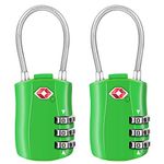 TSA Luggage Locks,[Newest Version][2 Pack] Diyife 3-Digit Travel Lock, Combination Padlocks, Code Lock for Travel Suitcase Luggage Bag Case etc.(Green)