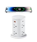 ANNQUAN 3" Pop Up Countertop Receptacle with 4 USB Ports 15W Wireless Charger,Max 20W Power Delivery Pop Up Outlet for Home Office Kitchen(White)