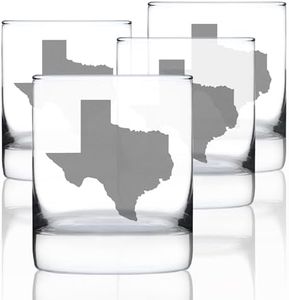Bevvee Texas State Outline - Whiskey Rocks Glasses - Set of 4 - State Themed Drinking Decor and Gifts for Texan Women & Men - 10.25 Ounce