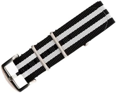 BluShark - Original Collection Military-Style Waterproof Watch Strap, Fits All Timepiece Brands, Durable Nylon Wristwatch Accessories with Stainless Steel Buckle, Bond Tuxedo, 22mm