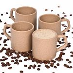 Eha Earth-Friendly Comfy Coffee Cup Set of 4 | 200 ml | Made with Rice Husk & Bamboo Fibers | Microwave Safe | for Hot & Cold Coffee Mug, Tea & Milk | Natural Matte Finish | Tortilla