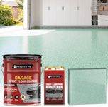 Luxury 3‑Component Epoxy Colored Sand Self‑Leveling Floor Paint, Marble‑Effect, 100% High Solids, 5.5:1 Sand‑Aggregate Ratio, 6H Hardness,1.5mm Finished Thickness, Light Lake Green,4 Gallon,100 Sq.Ft
