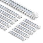 Barrina 4FT LED Shop Light, 40W 5000LM 6500K, Clear Cover Linkable LED Tube Lights, V Shape T8 LED Lighting, LED Ceiling Lights for Garage, Warehouse, Workshop, ETL Listed, 10 Pack