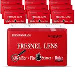 Premium Grade Fresnel Lens Pocket Wallet Credit Card Size • Magnifier • Solar Fire Starter • Ruler - Unbreakable Plastic (10 Pack Premium Grade Ruler/Magnifier)