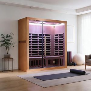 Royal Saunas Hongyuan 3-4 Person Infrared Yoga Sauna for Home, 76 x 35.4 x 82.7 in Indoor Sauna Room with 15 Low EMF Heating Panels up to 130°F, BT Speaker, 7 Color LED Lights, Ventilation System
