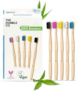 The Humble Co Bamboo Toothbrushes, 5 Pack - Ultra Soft Bristles Natural Bamboo Toothbrush - BPA Free Soft Bristles for Sensitive Gums - Non-Toxic & Plastic Free Handle - Dental Oral Care & Hygiene