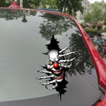 Halloween 2PCS Horror Character Cracking Sticker for Cars, Double-Sided 3D Scary PVC Car Decal for Window, Door, Bumper Car Accessories Decorations (Clown)