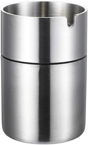Outdoor Ashtray for Patio and Garden, Windproof Smokeless Ash Tray Cigar Ashtray with Lid and Stainless Steel Construction Ashtray Outdoor - Mecus
