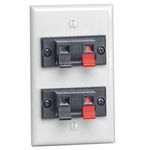 Leviton 40952-2PW 1-Gang Double Spring Clip Device Audio/Video Wallplate, Standard Size, Polymer Break Resistant, Box Mount, White, Image