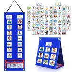 Visual Schedule for Kids with Autism Toddler Schedule Planning Board Calendar Chart for Home & School Chore Pocket Chart for Children Autism Learning Materials with 70 Cards (Blue)
