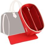 KESOIL Purse Organizer Insert for Handbags, Fit Speedy 30 Neverfull Felt Tote Insert with Base Shaper Zipper Bag in Bag (Red-Felt, Large)