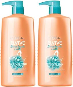 L'Oreal Paris Elvive Dream Lengths Curls Shampoo and Conditioner 2PK, Paraben-Free with Hyaluronic Acid and Castor Oil. Best for wavy hair to curly hair, 1 kit