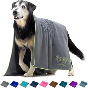 Lucky Paws® UK Dog Towel – Extra Large 140x70cm Dog Towels – Super Absorbent, Luxuriously Soft, Fast Drying Dog Towels for Drying Dogs – Premium Microfibre Dog Towel (Pack of 1, Grey)