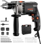 DOVAMAN PHD03B Hammer Drill, 850W Electric Impact Drill, Variable Speed 0��–3000RPM, 13mm Metal Chuck, 360° Auxiliary Handle, Corded Drill Kit for Concrete, Wood, Steel, Bits & Carrying Case Included