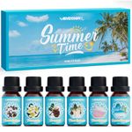 Summer Essential Oils Set, ARVIDSSON Tropical Fragrance Oil for Diffuser, Ocean Breeze, Pina Colada, Plumeria, Coconut, Fresh Cotton, Pink Island, Summer Scented Oils