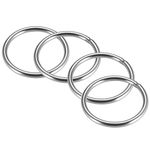 sourcing map 201 Stainless Steel O Ring 50mm(1.97") Outer Diameter 4mm Thickness Strapping Welded Round Rings 4pcs