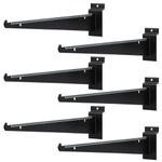 MUZIK 6PCS Slatwall Shelf Bracket, 12" Black Metal Slat Wall Shelf Brackets, Heavy Duty Shelf Slatwall Accessories for Garage Slat Panels Shelving Display