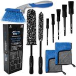 ShinyCar® UK: 10Pcs Ultimate Car Wheel Cleaning Brush Kit: Flexible Long Handle Microfibre Wheel Cleaner Brushes, Tyre & Alloy Rim Brush, Detailing Brushes, Washing/Drying Towels, Valeting Gift Set