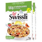 Swissli Muesli 1kg / Pack of 2/35% Fruit and Nut/Authentic European Made Muesli/Non GMO/Vegan/High Source of Fibre/Excellent Source of Iron