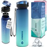 Embrava 32oz Sports Water Bottle - BPA & BPS Free - Fast-Flow Flip Top Lid - Leak Proof, Durable Tritan Plastic - 1 Liter, Spill Proof - For Gym, Fitness, Hiking, Workout & Travel