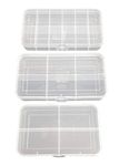 CSM Jewelry Case Organizer Rectangular Plastic Storage Box with dividers 4/6/12 Grids (Transparent) - Pack of 3 Boxes