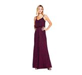 Adrianna Papell Women's Art Deco Beaded Blouson Gown Dress, Cassis, 22