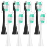 Toothbrush Replacement Heads for AquaSonic Electric Toothbrush, Refill Compatible with Black Series/Vibe Series and DUO PRO Electric Toothbrush, 8 Pack (black/white)