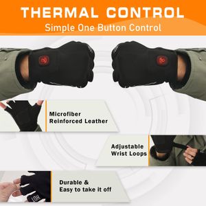 UNCN Heated Fingerless Gloves, Medium – Rechargeable Winter Hand Warmers