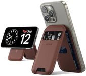 Lamicall 2.3oz Light for Magsafe Wallet Stand - Slim Tight Phone 3 Cards Holder, Adjustable Apple iPhone Wallet Stand, 2.5lbs Magnetic for iPhone 15/14/13/12 Series, Not for iPhone Mini, Brick Red