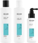 Nioxin Scalp + Hair Thickening System 3 Loyalty Kit - Hair Thickening System for Coloured, Dry and Damaged Hair with Light Thinning - Shampoo, Conditioner and Scalp Treatment, 300+300+100ml