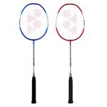 YONEX ZR 100 Light Aluminium Badminton Racquet with Full Cover (Blue & Red, Made in India) Set of 2